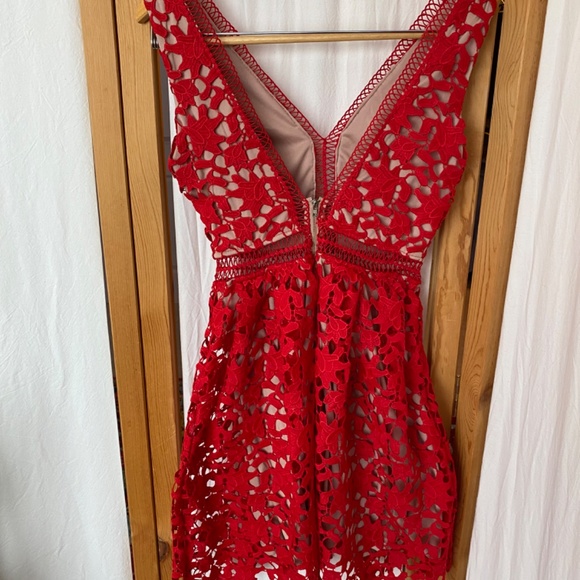 NWOT Red lace mini dress - Picture 3 of 7